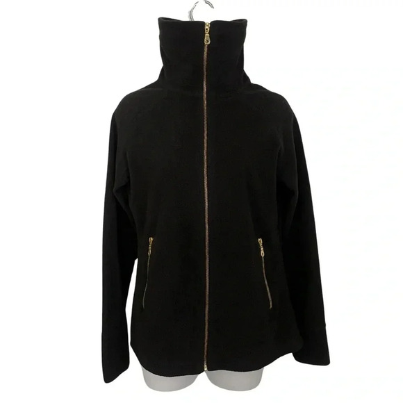 Athletic Collection by 26 Internationa Black Fleece Jacket with Gold Zip Detail - Picture 2 of 5
